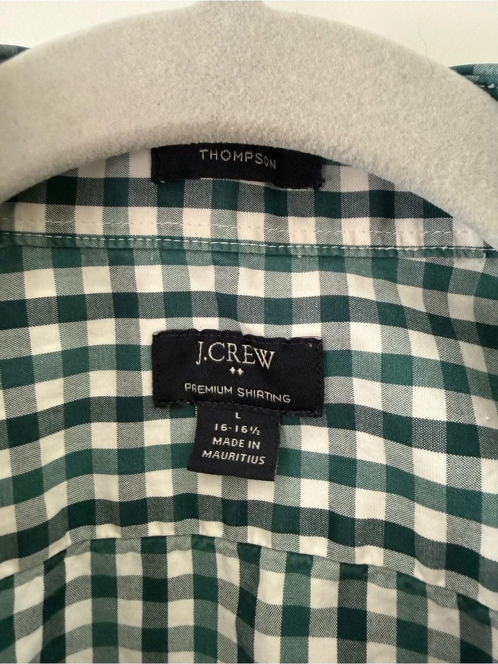 J. Crew Green and White Gingham Button-Down Shirt